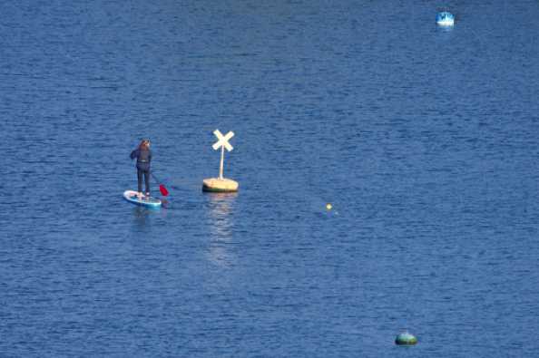 16 April 2020 - 17-56-19 
X always marks the spot in Dartmouth
------------------------
Paddleboarders, kayaker, river Dart, Dartmouth